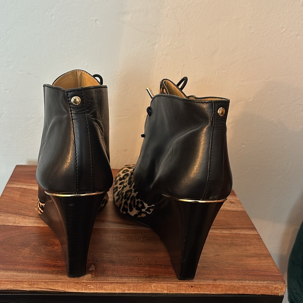 Coach Leopard Print Lace-Up Ankle Boots - Picture 3 of 4